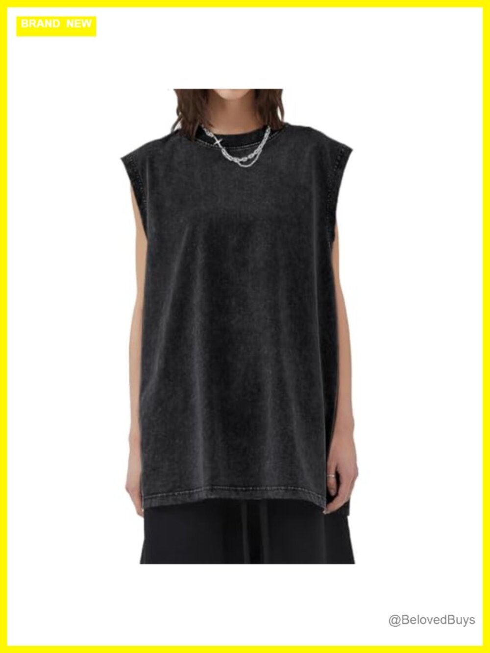 Women's Oversized Acid Wash Tank Top Sleeveless Cotton Crew Neck Casual Summer